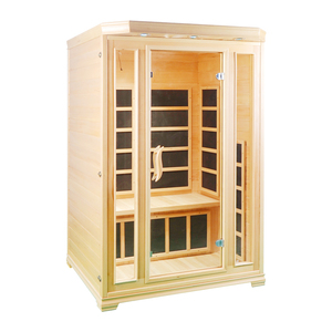 Cuartos modernos de sauna de 800W de madera de cicuta canadiense para terapia de luz infrarroja lejana para interiores con panel de control y puerta de vidrio templado - Product Image 2
