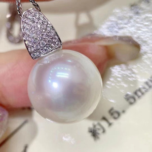 จี้เงินแท้ S925 พร้อมลูกปัดกลมขนาด 8-13 มม. สำหรับทำสร้อยคอหยกแฟชั่น DIY รุ่น 30933 พร้อมอุปกรณ์เสริมและไข่มุกเม็ดเดี่ยว - Product Image 1