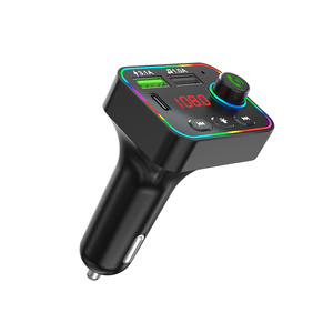 Transmisor FM F4 para coche, retroiluminación colorida, adaptador de Radio FM inalámbrico, soporte manos libres, tarjeta TF, reproductor de MP3, cargador USB PD - Product Image 4