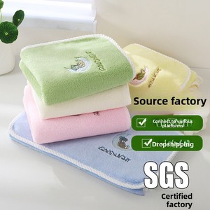 Toalla de Mano de Felpa Coral Ligera con Estampado Animal, Estilo Liso para Uso Doméstico y para la Cara, Absorbente de Agua - Product Image 5