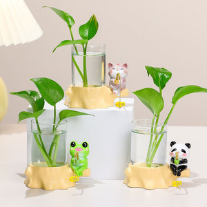 Vase hydroponique mignon en forme d'animal avec fonction d'arrosage automatique pour la décoration de plantes de bureau - Product Image 3