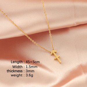 Collier en acier inoxydable 304 du zodiaque plaqué or 18 carats PVD personnalisé femmes hommes <span class=keywords><strong>mois</strong></span> de naissance pendentif tour de cou clavicule colliers bijoux - Product Image 3