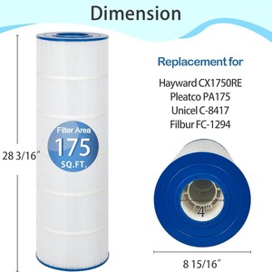 Berman Filter <b>Pool</b> Filter Cartridge TRF-9410 C1750 Compatible <b>For</b> Swimming <b>Pool</b> Filtration System - Product Image 5