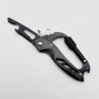 Couteau pliant à lame dentelée EDC, couteau porte-clés, outil tactique d'extérieur avec boucle, ouvre-bouteille, brise-vitre et tournevis