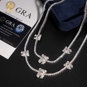 Collar de Cadena de Tenis con Oso Lindo, Estilo Hip Hop, Plata 925, Diamante Moissanita VVS, Unisex - Product Image 4
