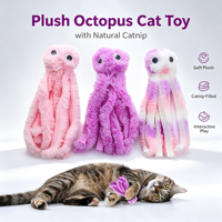 Jouet pour chat en peluche pieuvre avec herbe à chat, jouet interactif doux pour chaton, jouets à mâcher moelleux et froissés pour chats d'intérieur, 3 couleurs disponibles
