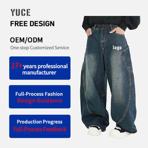 Street Wear American Gewassen Denim Broek Vintage Driedimensionale Grote Zakken Gesneden Gebogen Mes <span class=keywords><strong>Jeans</strong></span> Losse Pasvorm <span class=keywords><strong>Jeans</strong></span> Heren - Product Image 1