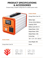 Station d'alimentation extérieure 300W pour voiture/solaire/énergie AC, stockage d'énergie portable, grande capacité, camping et usage domestique