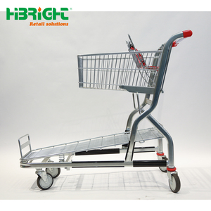 Highbright Heavy-Duty Retail <b>Trolley</b> with Large <b>Platform</b> and Basket Combo - Product Image 2
