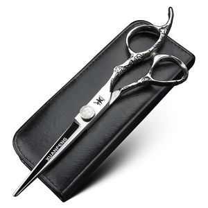 Ensemble de ciseaux et peigne pour cheveux en acier inoxydable, ciseaux courbes, peigne à effiler, outils de coupe pour barbier - Product Image 5