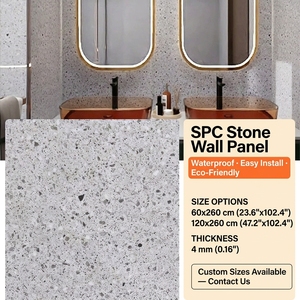 Panneaux muraux imperméables en pierre texturée SPC, carreaux en porcelaine avec effet marbre, rénovation moderne de salle de bain et de douche d'hôtel - Product Image 2
