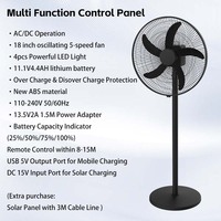 Terlaris 18 inci 5-in-1 AC DC surya kipas berdiri isi ulang dengan lampu berosilasi pengendali jarak jauh Timer untuk rumah/kantor