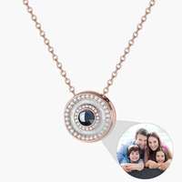 Dropshipping Collier de projection de photos personnalisé Bijoux de mode Pendentif en cercle de zircon Collier d'images