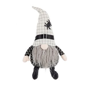 DB Halloween Suministros de vacaciones Juego de 2 Gnomo de tela de 10,2x5,5x23,5 "con araña de sombrero blanco para decoraciones - Product Image 3