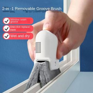 Brosse de nettoyage de vitres multifonctionnelle deux-en-un avec manche en plastique amovible pour le nettoyage des fentes et des angles morts des portes vitrées domestiques - Product Image 3