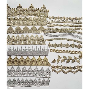 Tự làm quần áo may phụ kiện sequined lưới Organza vải ren cho trang phục trang phục vàng chủ đề tùy chỉnh đính cườm vải ren - Product Image 1