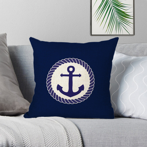 45x45cm Lino Náutico Decorativo Navy Anchor Decor Sea Ocean Blue <span class=keywords><strong>Funda</strong></span> de <span class=keywords><strong>almohada</strong></span> - Product Image 5
