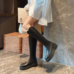 2023 donne nero marrone suola spessa signore Zip cavaliere moda inverno piattaforma scarpe in pelle <span class=keywords><strong>stivali</strong></span> alti al ginocchio - Product Image 4