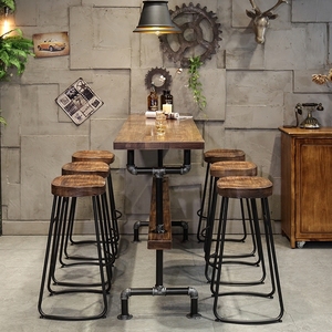 <span class=keywords><strong>Tabouret</strong></span> de bar vintage en bois avec plateau en résine époxy, style industriel, pour restaurant - Product Image 1