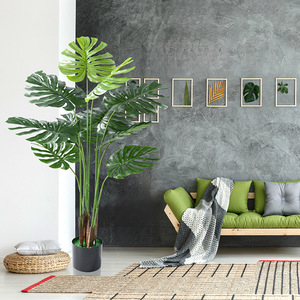 Planta viva Monstera <span class=keywords><strong>de</strong></span> estilo nórdico, planta verde biónica Artificial grande, hojas <span class=keywords><strong>de</strong></span> Monstera <span class=keywords><strong>en</strong></span> maceta, <span class=keywords><strong>decoración</strong></span> del hogar - Product Image 4