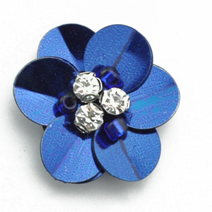 Parche <span class=keywords><strong>de</strong></span> diseño 3D con bordado <span class=keywords><strong>de</strong></span> flores azules pequeñas con cuentas, accesorios para prendas <span class=keywords><strong>de</strong></span> vestir, apliques bordados, parches con cuentas - Product Image 3