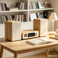 Système stéréo sans fil compact avec lecteur CD, radio FM, contrôle des basses/aigus, construction en plastique MDF, télécommande pour la maison