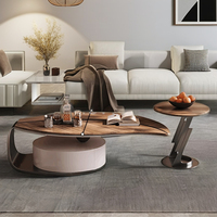 Table basse ovale en bois MOVVON, table d'appoint moderne, table centrale en acier inoxydable, meubles pour la maison