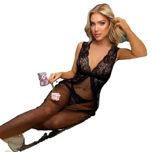 EING Y176 robe de nuit en tulle pour femmes, robe de lingerie et pyjama sexy