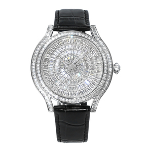<span class=keywords><strong>Montre</strong></span> de luxe haut de gamme avec grand cadran, design élégant, en moissanite VVS, étanche, <span class=keywords><strong>bracelet</strong></span> en <span class=keywords><strong>cuir</strong></span>, pour homme, sertie de diamants - Product Image 1