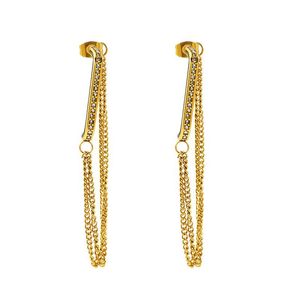 Zogxin Geometric <b>Stud</b> Earrings Gold Chain Long <b>Titanium</b> Steel Party Fashion - Product Image 5