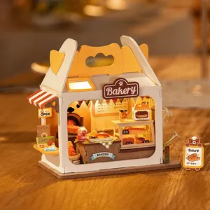 Robotime Rolife Coffret cadeau DS033 Boîte à pain Teddy Puzzle 3D Jouets Kit fait main DIY Maison miniature