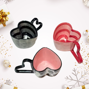 Mug en céramique en forme de cœur 3D, tasses en céramique faites à la main, design avec poignée en forme de cœur, tasse à eau, possibilité de personnaliser les logos en couleur - Product Image 3