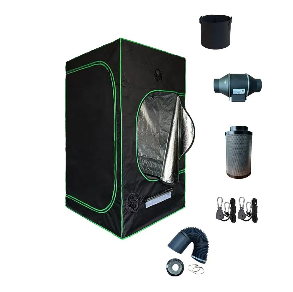 Kit de cultivo completo para ambientes internos, tecido Oxford 600D, 120x120x200cm, com efeito de estufa Mylar hidropônico, tenda completa