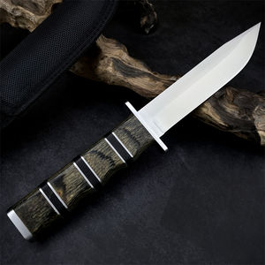 Cuchillo de hoja fija con mango de madera de colores al por mayor, cuchillo de caza de supervivencia EDC para acampar con funda de nailon - Product Image 5