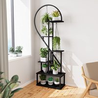 Maison Patio Pelouse Jardin Creative Half Heart Shape Plant Stands 6 Tier Metal Plant Stand