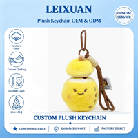 Porte-clés en peluche gourde jaune mignonne, pendentif poupée calabash souriante, avec mousqueton marron et cordon, breloque de sac douce et moelleuse, décoration de sac à dos, cadeau