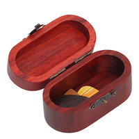 Lot de 5 médiators de guitare en bois de rose, style populaire, durables, avec mini étui de rangement 1 pièce, taille et logo personnalisables, OEM