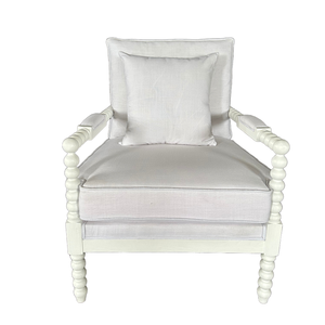 Customizable Hamptons Style White Wooden Bobbin <strong>Spindle</strong> Arm <strong>Chair</strong> with Metal Frame Modern Design Home Furniture for Living Room - Product Image 1