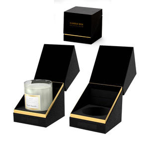 Boîtes d'emballage de pot de bougie <span class=keywords><strong>à</strong></span> <span class=keywords><strong>clapet</strong></span> écologique avec logo personnalisé en gros Boîte <span class=keywords><strong>à</strong></span> bougie en carton dur noir pour cadeau avec EVA - Product Image 2