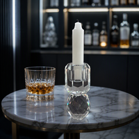 Support de bougie chauffe-plat à deux niveaux en cristal K9 facetté, vert, en cristal assemblé, poli haute brillance, fait main, modèle Jingxiao 112, pour table