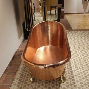 Bañera Ovalada de Cobre Martillado Independiente para Hoteles y Villas - Product Image 1