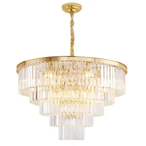 Meerosee Gold Plated Crystal Chandelier Lighting Modern Contemporary Chandeliers Pendant Ceiling Lamp Light Fixture MD2949