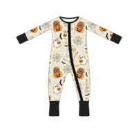 Vêtements pour bébés en gros, pyjamas en bambou à fermeture éclair, combinaison d'Halloween, fermeture éclair bidirectionnelle