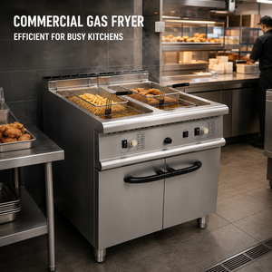 Freidora Industrial a Gas de Doble Tanque de 32L, Acero Inoxidable, GLP/GN, Equipo de Cocina para Restaurantes y Servicios de Catering - Product Image 4