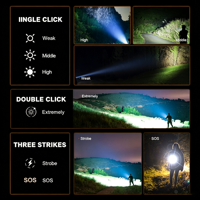 Linterna LED de Alta Potencia de 4 LED y 6200 Lúmenes, Linterna Fluorescente para Camping, Recargable, Potente, Táctica, EDC
