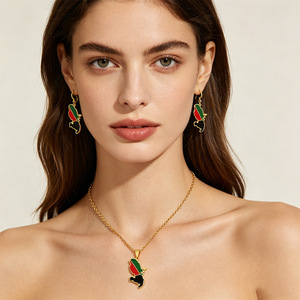 Conjunto de Joyería para Mujer con Mapa de <span class=keywords><strong>Martinica</strong></span>, Bandera Esmaltada, Contorno de <span class=keywords><strong>la</strong></span> Isla, Acero Inoxidable, Pendientes Colgantes y Collar con Colgante - Product Image 6