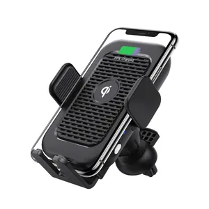 High Performance 2 In 1 Electric Easy One Touch Air Vent Bracket Double Coils Car CellPhone Wireless Charger Mount With Fan