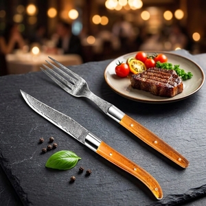 Ensemble de couverts <span class=keywords><strong>Laguiole</strong></span> en acier inoxydable de qualité supérieure, motif Damas durable, <span class=keywords><strong>couteau</strong></span> <span class=keywords><strong>et</strong></span> <span class=keywords><strong>fourchette</strong></span>, pour une utilisation en soirée - Product Image 1