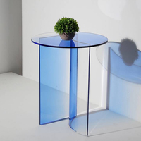 Table basse moderne en acrylique Lucite dégradé givré, extensible, peu encombrante et recyclable pour salon - Vente en gros