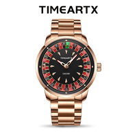 Montre pour homme au design unique, résistante à l'eau, thème casino, cadran en cristal, design de jeu de dés, bracelet en cuir, montre à quartz